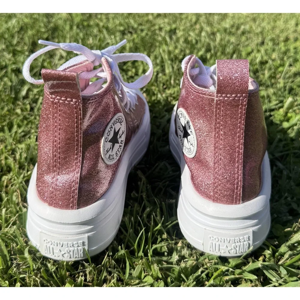 Converse Chuck Taylor All Star Kids Pink Glitter High Top Platform Shoes A05343C